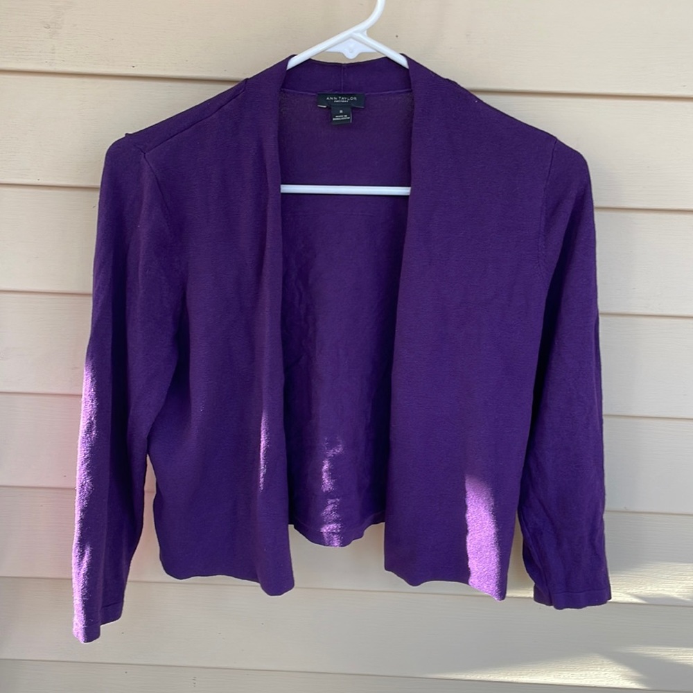 Ann Taylor Purple Half Cardigan, Size Medium